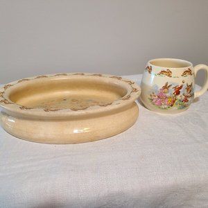 Vintage Bunnykins ceramic 1960 mug and bowl